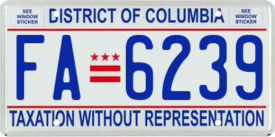 DC license plate FA6239