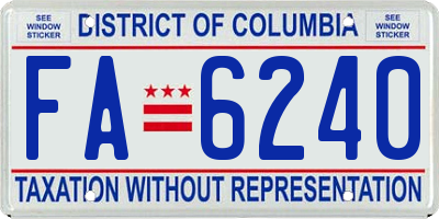 DC license plate FA6240