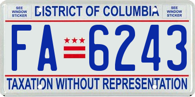 DC license plate FA6243