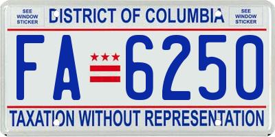 DC license plate FA6250