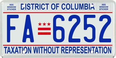 DC license plate FA6252