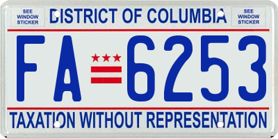 DC license plate FA6253