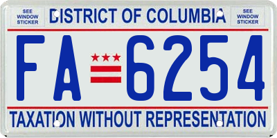 DC license plate FA6254