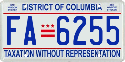 DC license plate FA6255