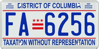 DC license plate FA6256