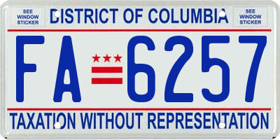 DC license plate FA6257