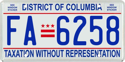 DC license plate FA6258