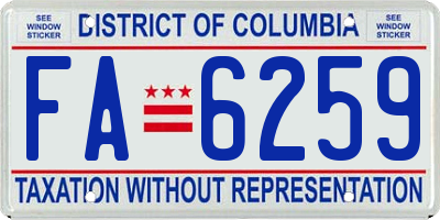 DC license plate FA6259