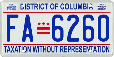 DC license plate FA6260