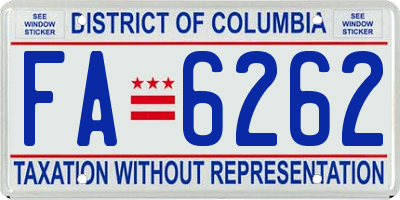 DC license plate FA6262