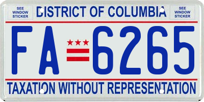 DC license plate FA6265