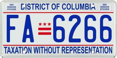 DC license plate FA6266