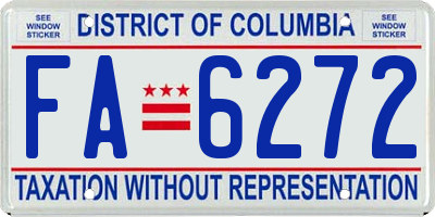 DC license plate FA6272