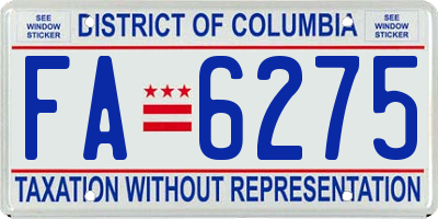 DC license plate FA6275