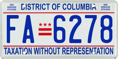 DC license plate FA6278