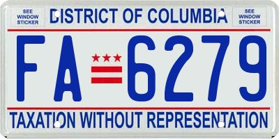 DC license plate FA6279