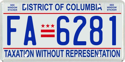 DC license plate FA6281