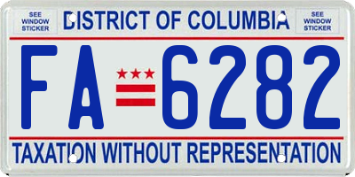 DC license plate FA6282