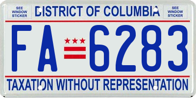 DC license plate FA6283