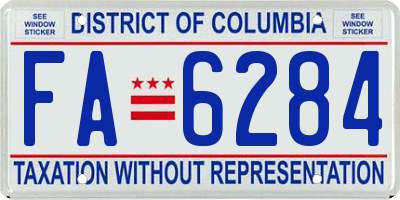 DC license plate FA6284