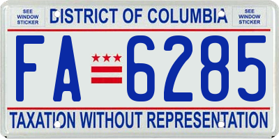 DC license plate FA6285