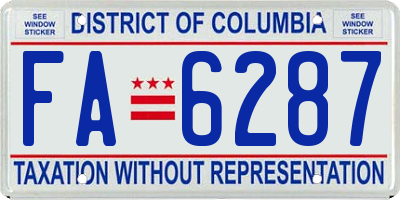 DC license plate FA6287