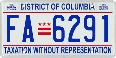 DC license plate FA6291