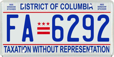 DC license plate FA6292