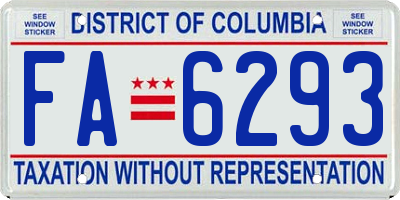 DC license plate FA6293