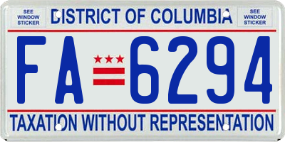 DC license plate FA6294