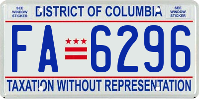 DC license plate FA6296