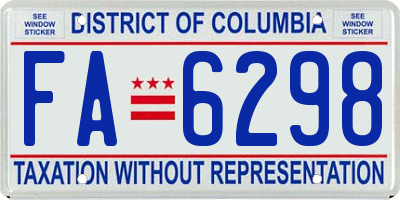 DC license plate FA6298