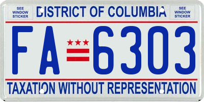 DC license plate FA6303