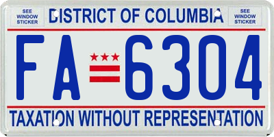 DC license plate FA6304