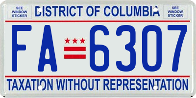 DC license plate FA6307