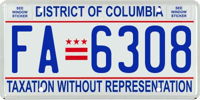 DC license plate FA6308