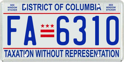 DC license plate FA6310