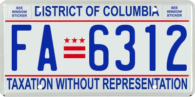 DC license plate FA6312