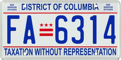 DC license plate FA6314