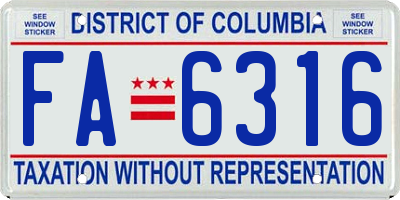 DC license plate FA6316