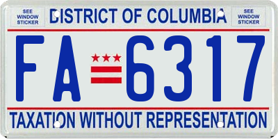 DC license plate FA6317