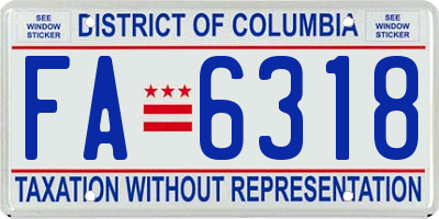 DC license plate FA6318