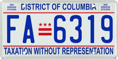 DC license plate FA6319