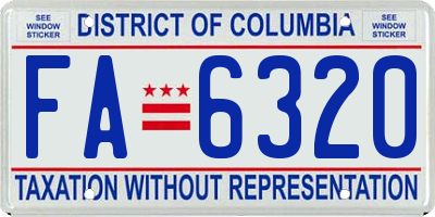 DC license plate FA6320