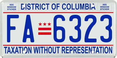 DC license plate FA6323