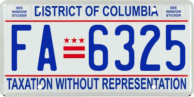 DC license plate FA6325