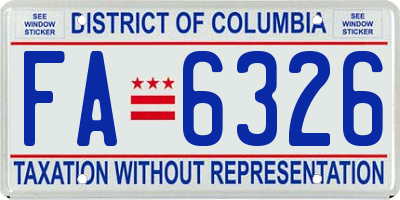 DC license plate FA6326