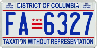 DC license plate FA6327