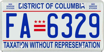 DC license plate FA6329