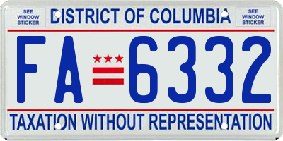 DC license plate FA6332